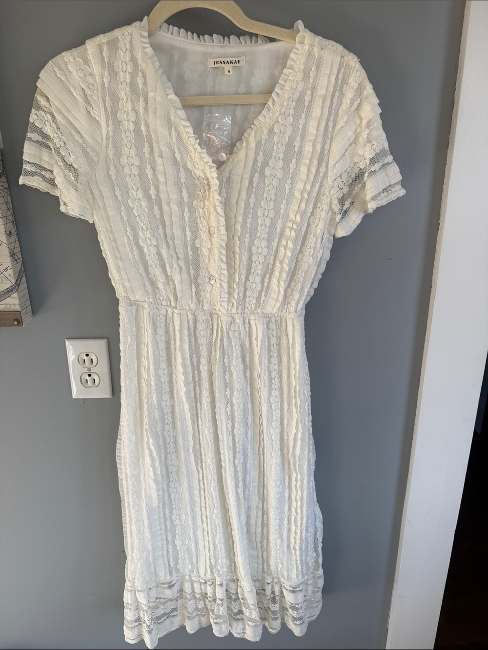 Ivory Lace Button-Front Dress by Jessakae
